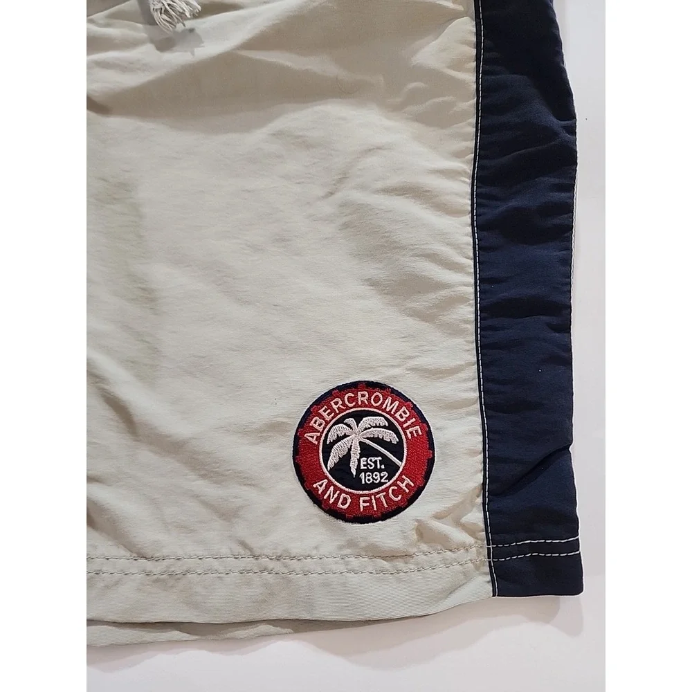 Vintage Abercrombie & Fitch Men's 34 Beige Nylon Board Shorts - Picture 3 of 11
